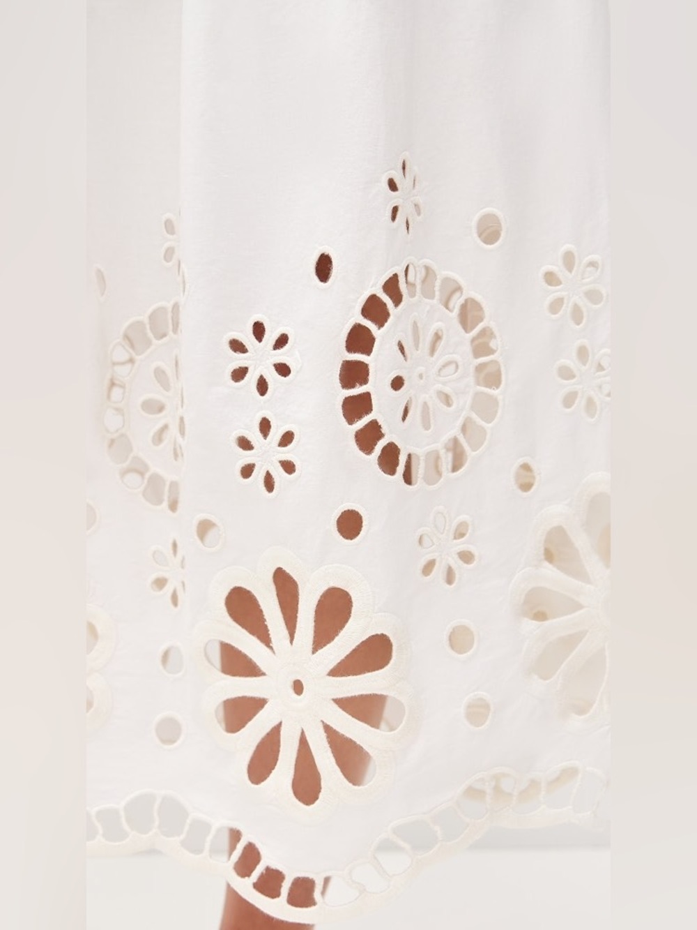 THE GREAT. White Eyelet Cutout Midi Skirt - Picture 6 of 9